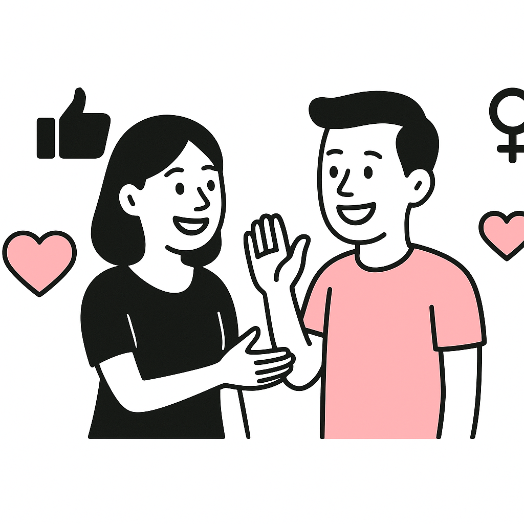 Couple illustration with hearts